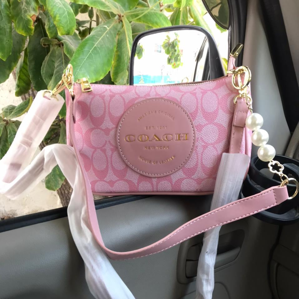 Coach Signature Crossbody Bag with Pearl Charm