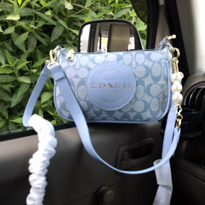 Coach Signature Crossbody Bag with Pearl Charm