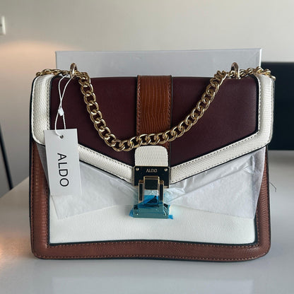 Aldo Elegant Tri-Tone Handbag with Gold Chain Strap